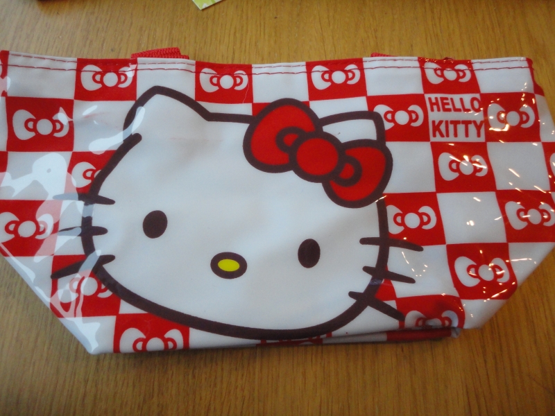 Hello kitty tas rood /wit blok